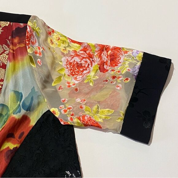 Vintage Spencer Alexis Silk Blend Kimono Style Floral Lace Blouse/Jacket  Size M - Picture 9 of 16